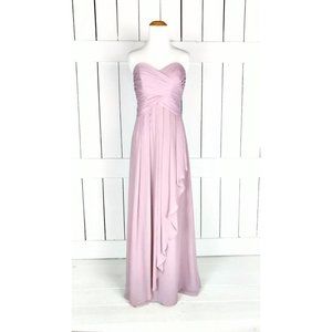 Quartz chiffon sweetheart neckline cascade bridesmaid long maxi dress